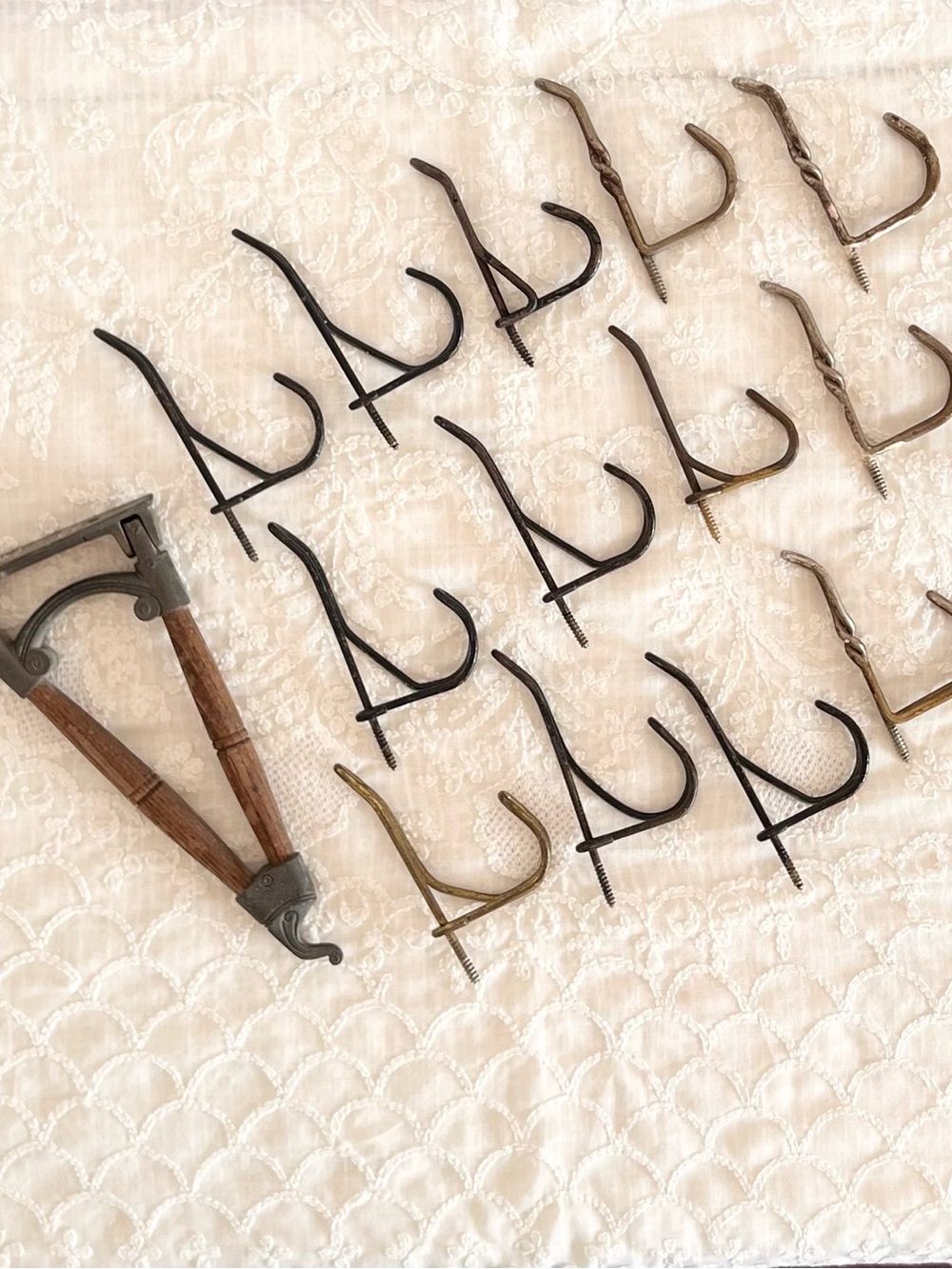 Vintage Coat Hooks and 1 Planter Hook Total 14 Hooks